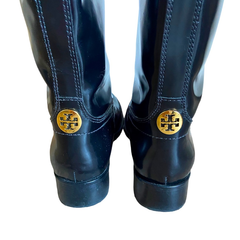 Tory Burch Patent Leather Tall Boots Size 8M Black